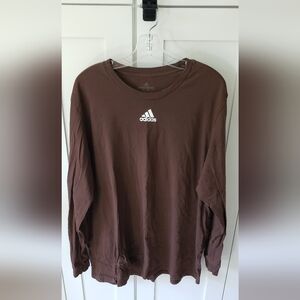 Adidas Shirt Mens XL Brown Long Sleeve Tee Casual Streetwear Sportswear